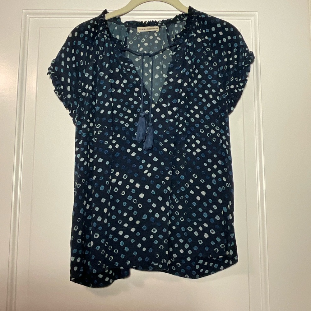 ULLA JOHNSON PATTERN BLOUSE. SIZE 4